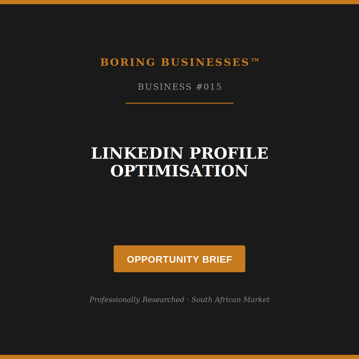 Boring Business #015: LinkedIn Profile Optimisation — Opportunity Brief