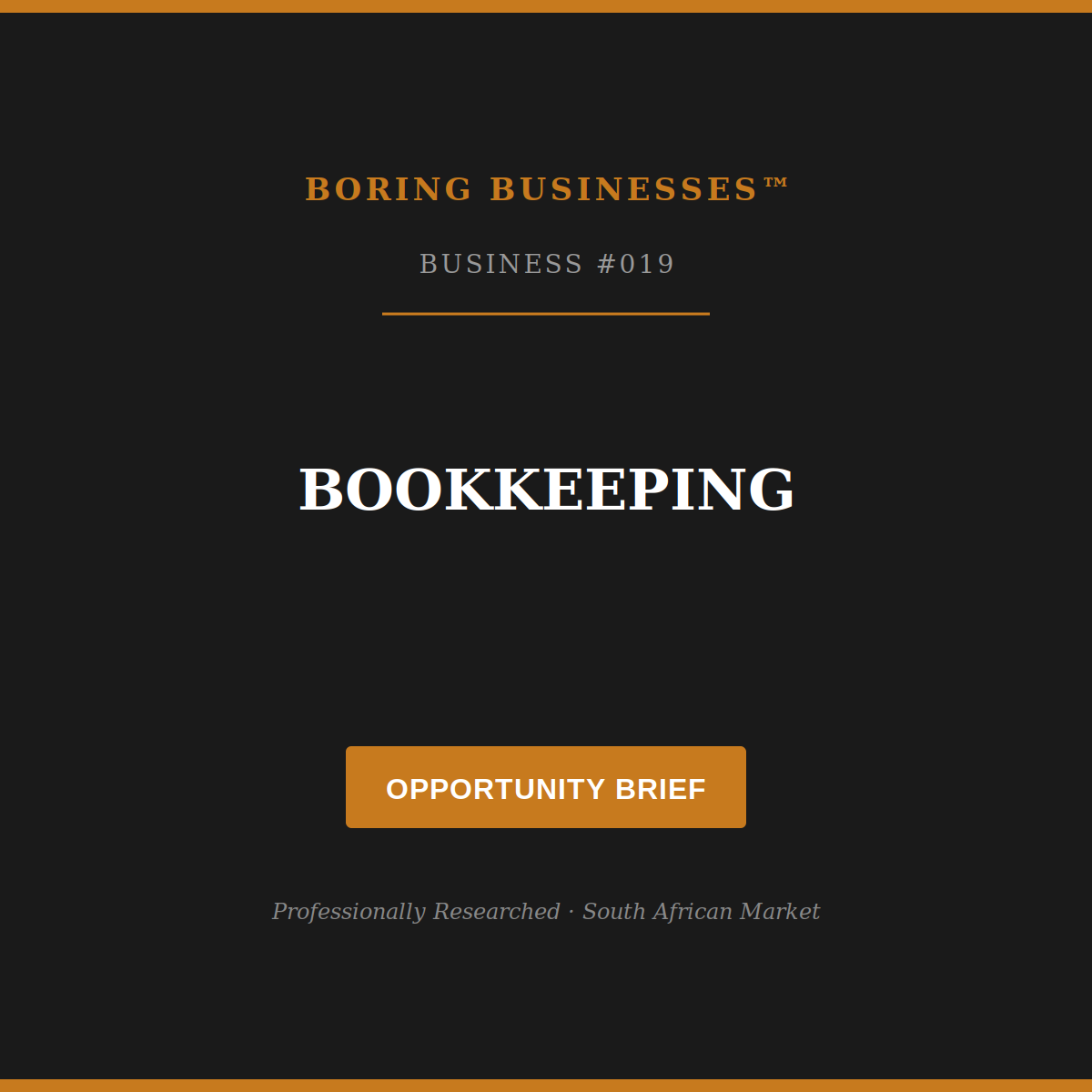 Boring Business #019: Bookkeeping — Opportunity Brief